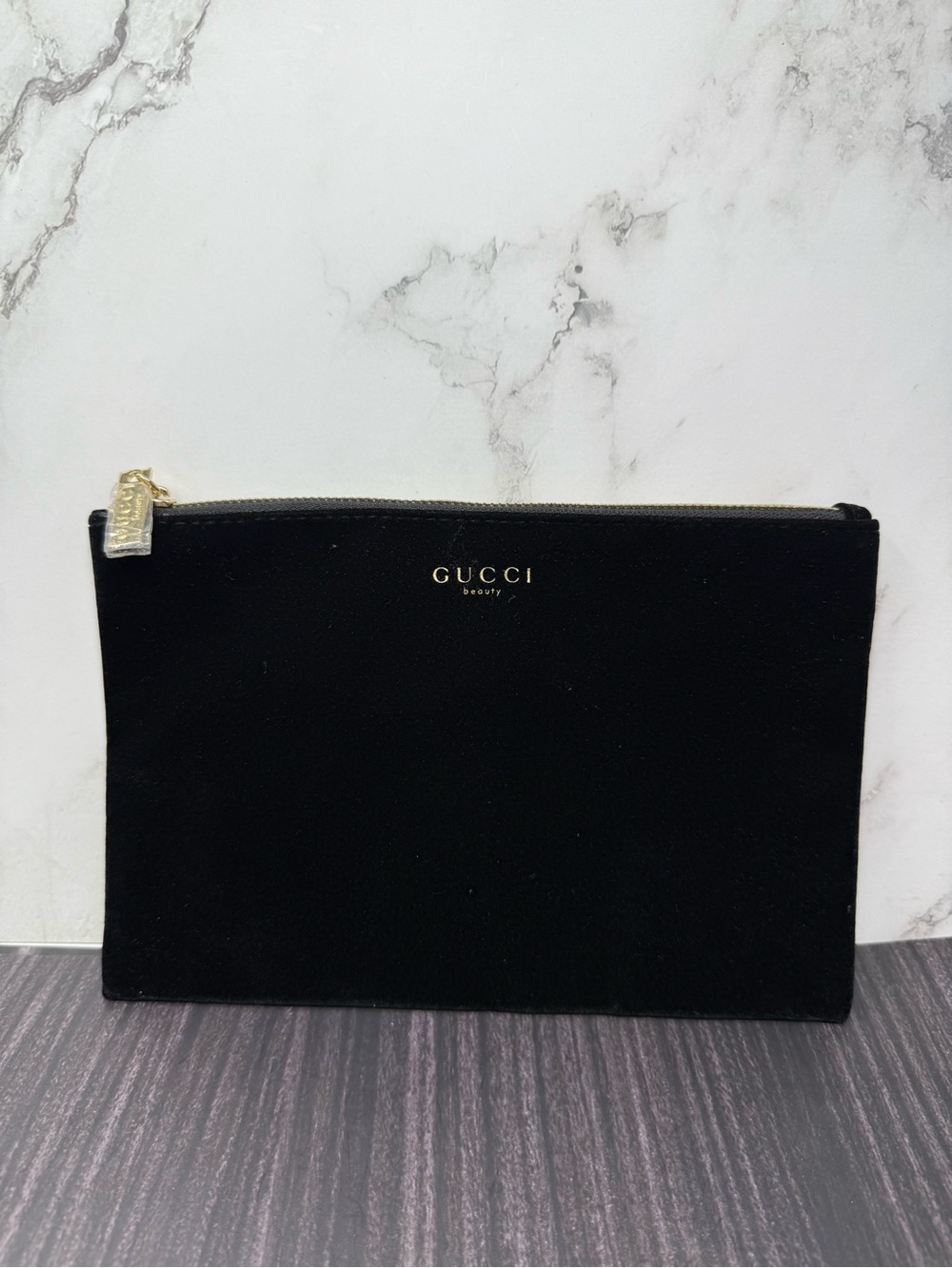 Gucci Beauty Black Cosmetic Makeup Pouch Women Signature Clutch